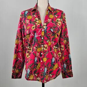 Roberta Roller Rabbit‎ Floral Bird Pink Button-Up Shirt Blouse | Women's XS